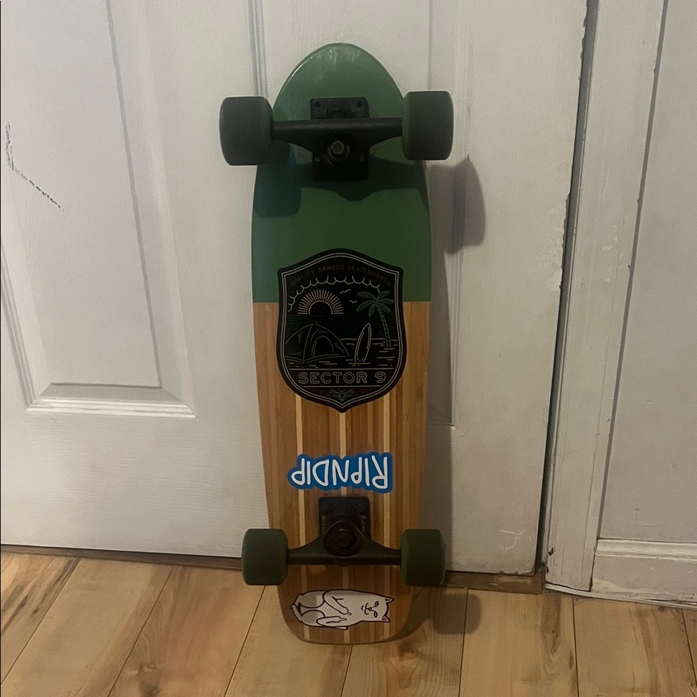 Santa Cruz Skateboards Green and Natural Wood Cruiser Deck